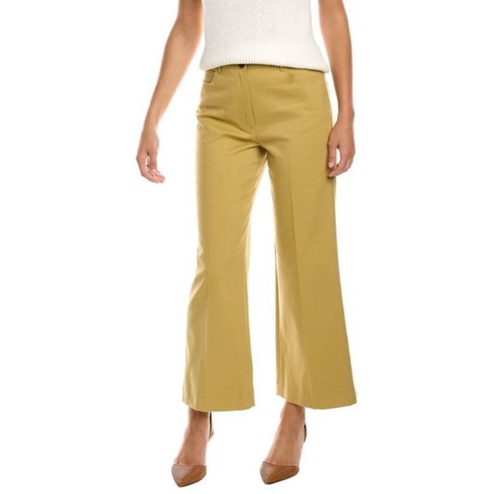 Rebecca‎ Taylor Pique High Rise Wide Leg Jeans Pants Olive Size 10